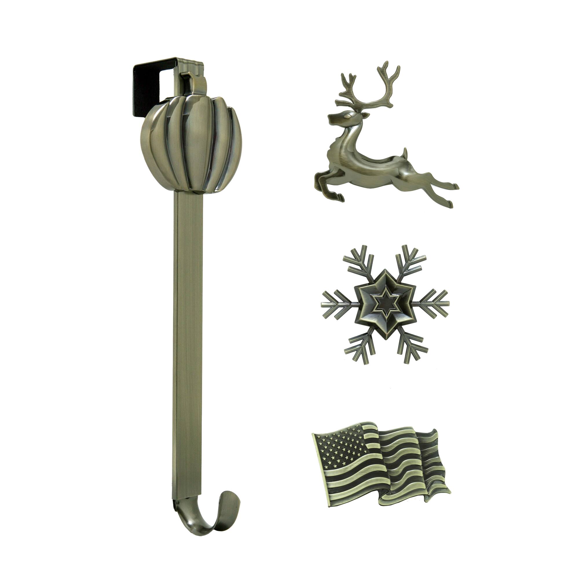 Haute Decor Antique Brass Icon Adjustable Wreath Hanger